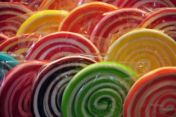 Colorful wrapped lollipops for a candy fundraiser